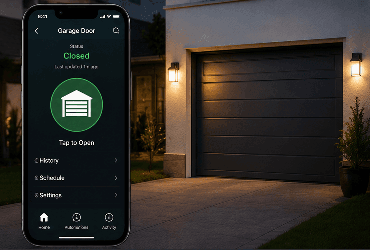 Garage door automation status interface